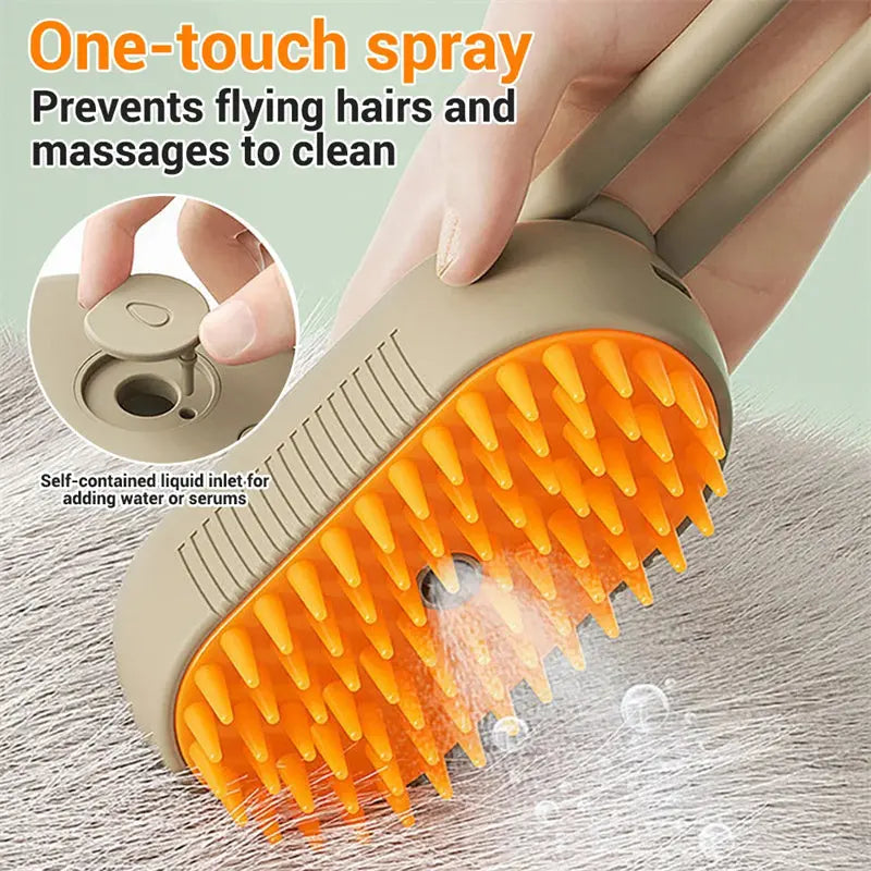 PawsSpa 3-in-1 Electric Pet Grooming Brush: Steamy Brush with Spray, Massaging Comb, and Hair Removal Function IGH