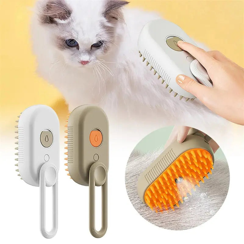 PawsSpa 3-in-1 Electric Pet Grooming Brush: Steamy Brush with Spray, Massaging Comb, and Hair Removal Function IGH
