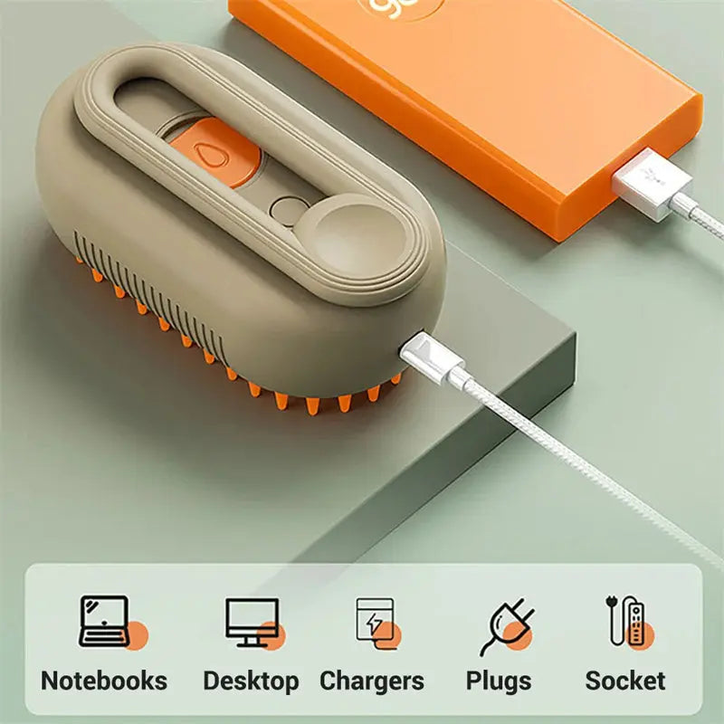 PawsSpa 3-in-1 Electric Pet Grooming Brush: Steamy Brush with Spray, Massaging Comb, and Hair Removal Function IGH