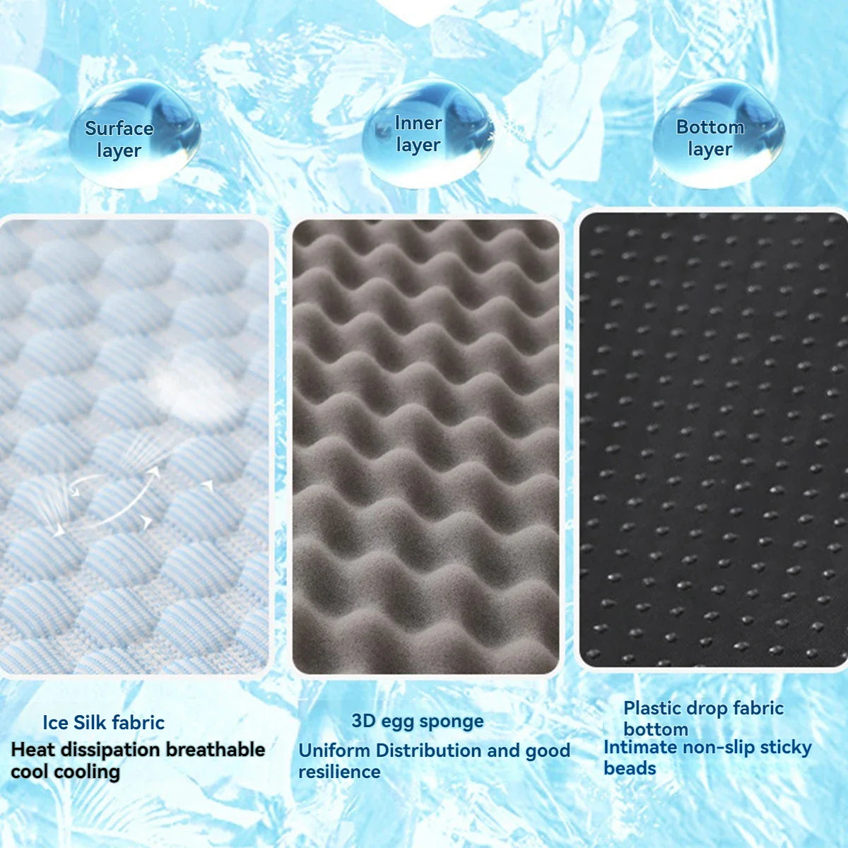 Breathable Large Dog Bed with Pillow Ice Silk Fabric