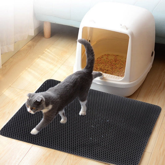 Pet Cat Litter Mat Waterproof EVA Double Layer Cat Litter Trapping Pet Litter Box Mat Clean Pad Products For Cats Accessories OBA