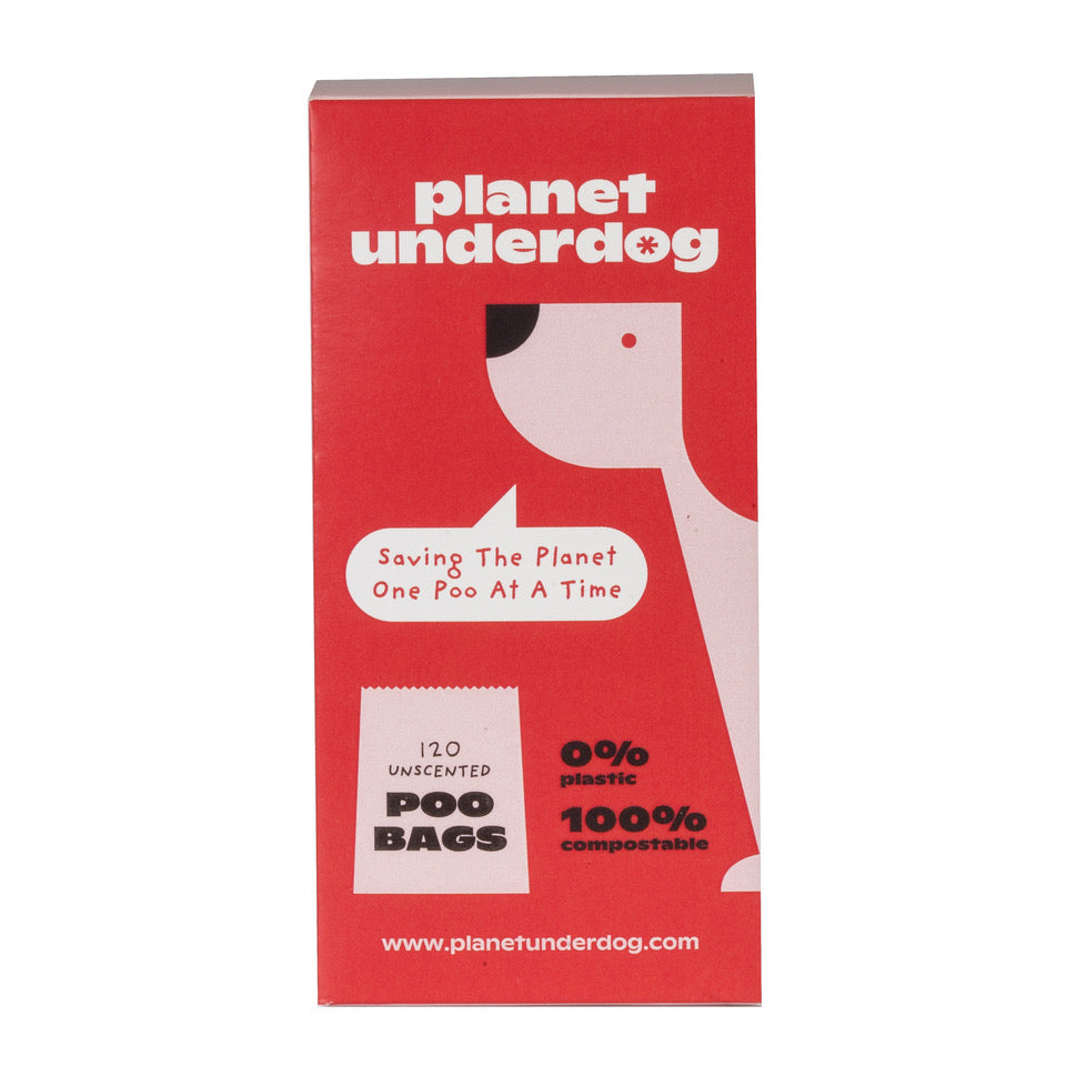 120 Planet Underdog Compostable Dog Poop Bags - Red Box Planet Underdog