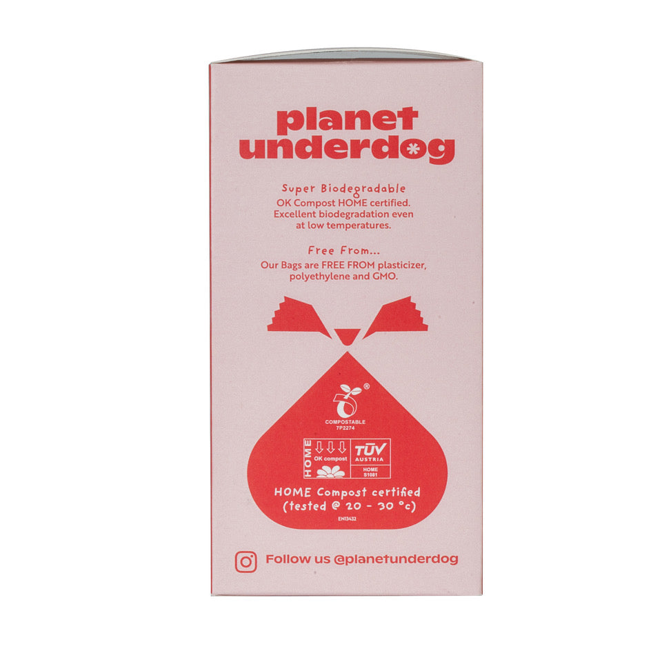120 Planet Underdog Compostable Dog Poop Bags - Red Box Planet Underdog
