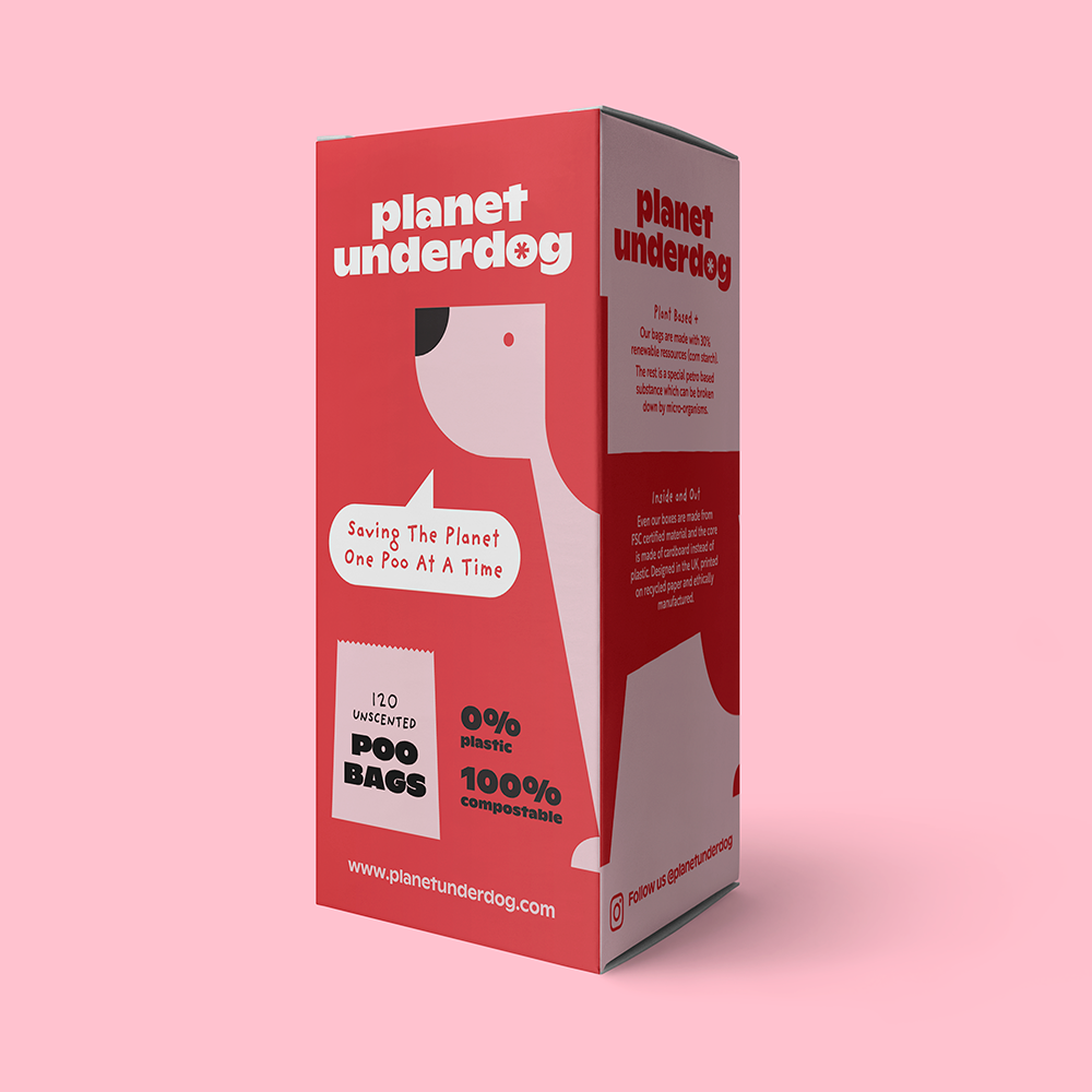 120 Planet Underdog Compostable Dog Poop Bags - Red Box Planet Underdog