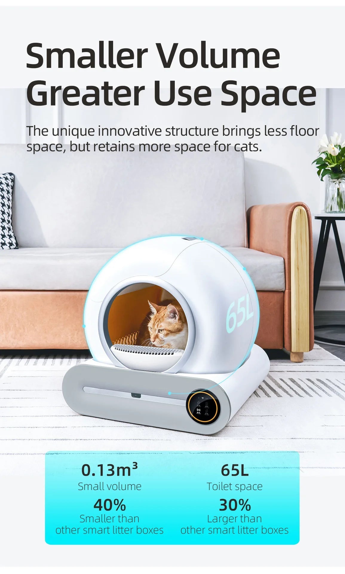 Tonepie 65L Automatic Smart Cat Litter Box Self Cleaning Fully Enclosed Cat Litter Box Pet Toilet Litter Tray English versions Ohh My Pet!
