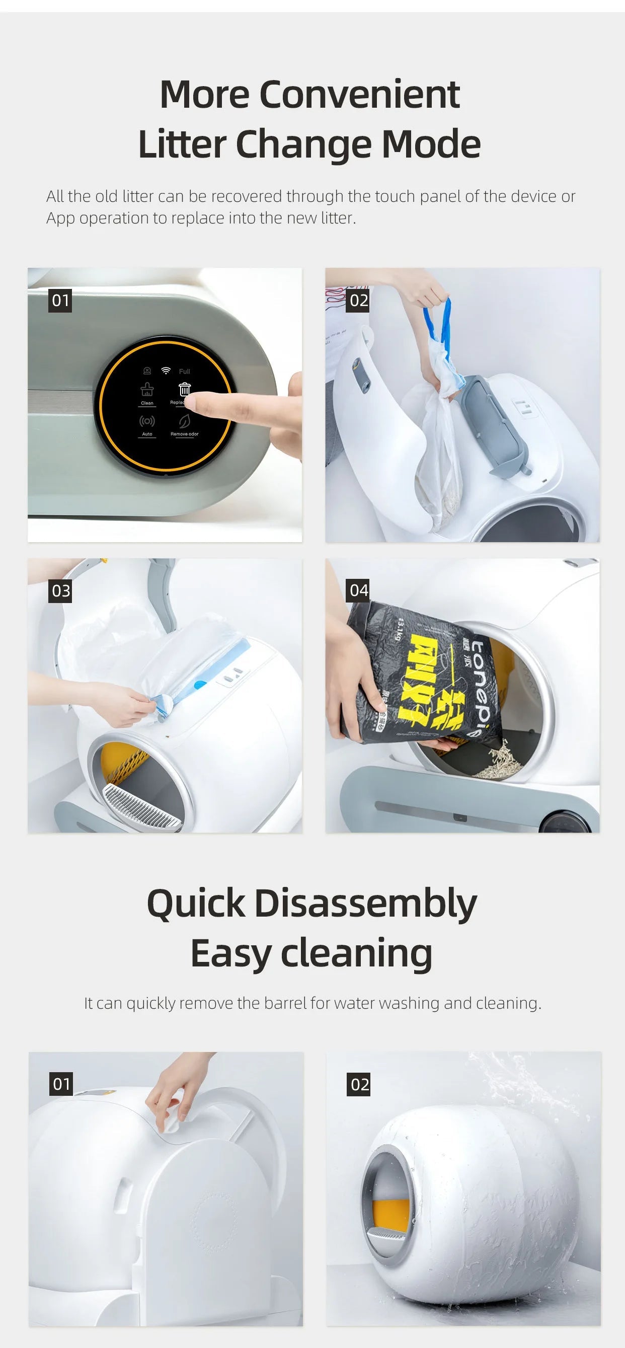 Tonepie 65L Automatic Smart Cat Litter Box Self Cleaning Fully Enclosed Cat Litter Box Pet Toilet Litter Tray English versions Ohh My Pet!