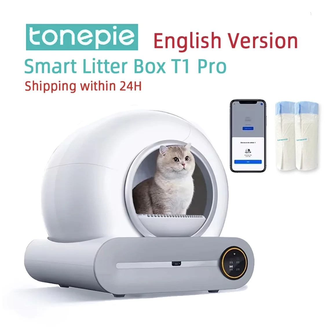 Tonepie 65L Automatic Smart Cat Litter Box Self Cleaning Fully Enclosed Cat Litter Box Pet Toilet Litter Tray English versions Ohh My Pet!
