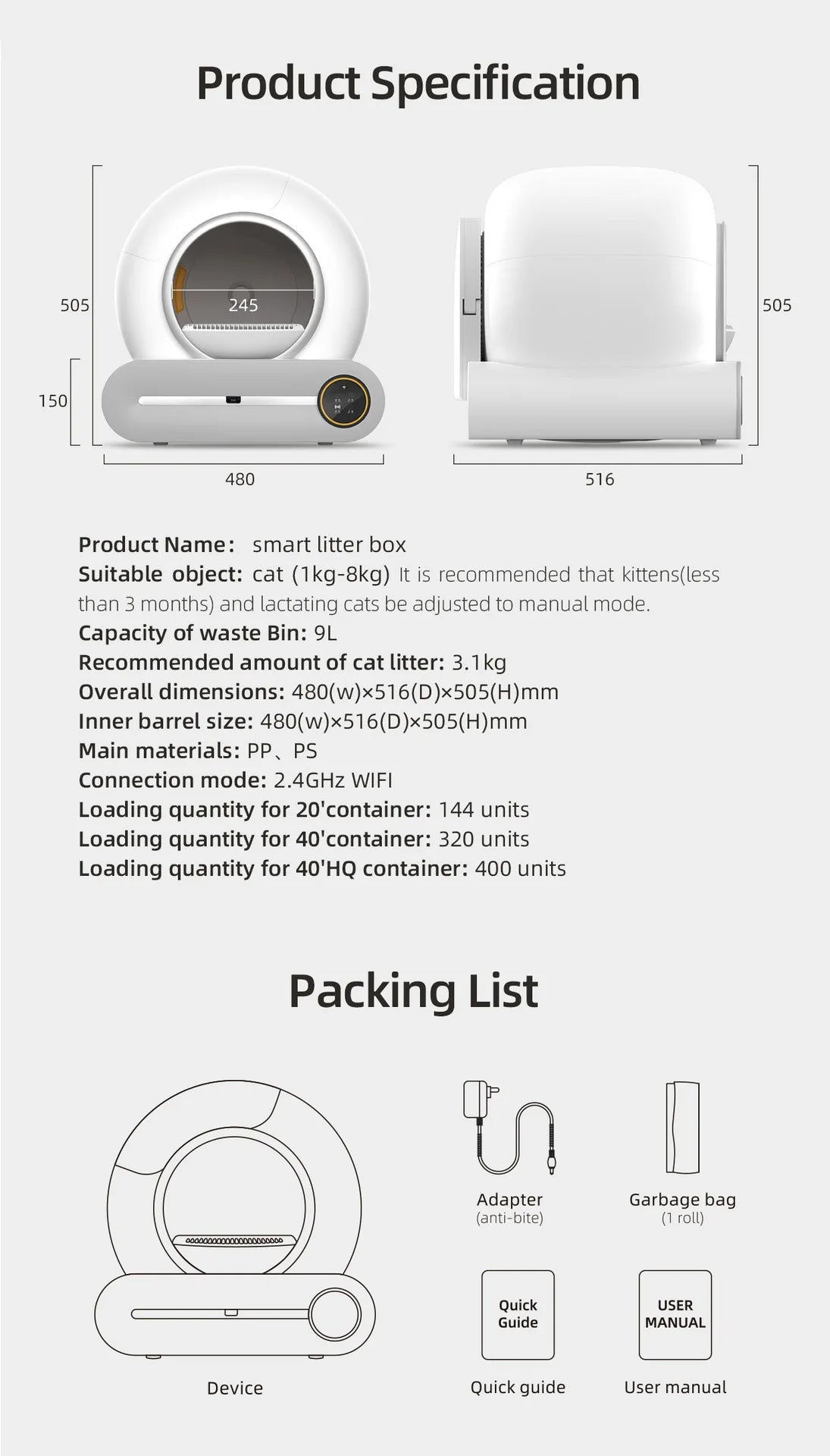 Tonepie 65L Automatic Smart Cat Litter Box Self Cleaning Fully Enclosed Cat Litter Box Pet Toilet Litter Tray English versions Ohh My Pet!